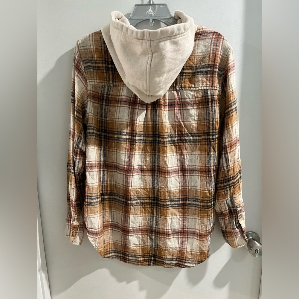 American Eagle Outfitters Plaid Flannel Hooded Shirt, OVERSIZED, size small - Picture 7 of 12